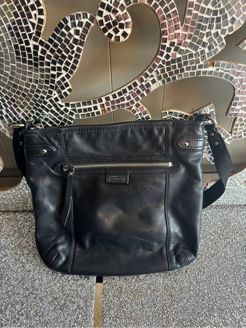 🌟Coach Black Leather Crossbody Bag